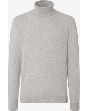 Corneliani Light Melange Eco-Cashmere Mock Turtleneck - Gray
