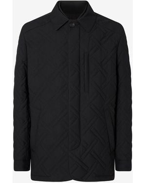 Corneliani Technical Fabric Caban Coat With Detachable Vest - Black