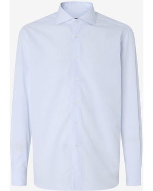 Corneliani Cotton Twill Shirt With Light Micro-Stripe - White