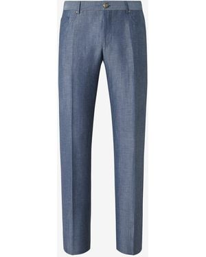 Corneliani 5-Pocket Wool And Linen Pants - Blue