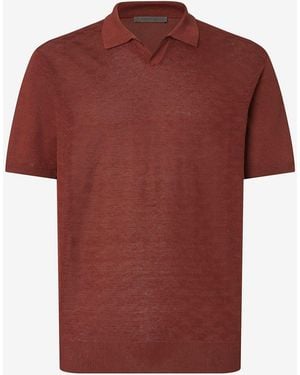 Corneliani Buttonless Linen Polo Shirt - Red