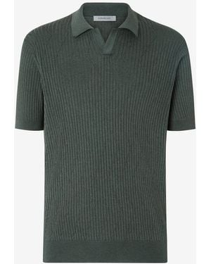 Corneliani Buttonless Silk And Organic Cotton Polo Shirt - Green