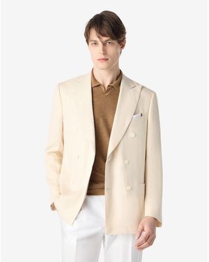 Corneliani Linen And Lyocell Jacket - Natural