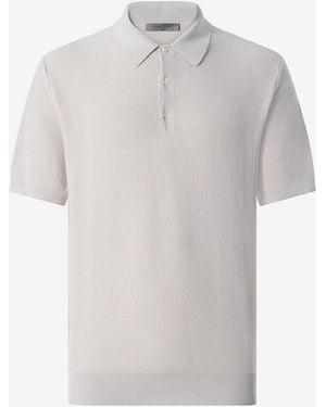 Corneliani Button-Up Egyptian Cotton Polo Shirt - White