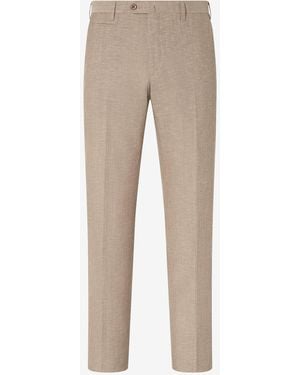 Corneliani Wool And Linen Chambray Trousers - Natural