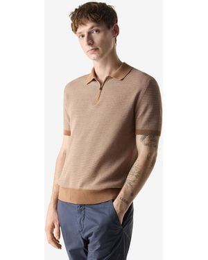 Corneliani Buttonless Pure Cotton Polo Shirt - Natural