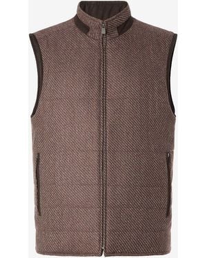 Corneliani Reversible Wool, Silk And Cashmere Gilet - Brown