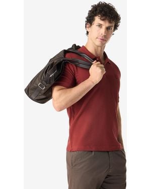 Corneliani Burgundy Button-Up Cotton Pique Polo Shirt - Red