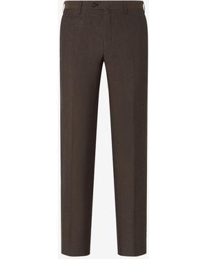 Corneliani Wool And Linen Chambray Trousers - Grey