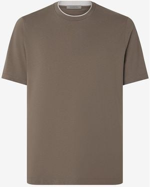 Corneliani Mud- Crew Neck Cotton T-Shirt - Gray