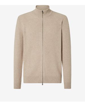 Corneliani Full Zip Cashmere Blend Sweater - Natural