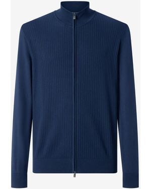 Corneliani Full-Zip Pima Cotton Sweatshirt - Blue