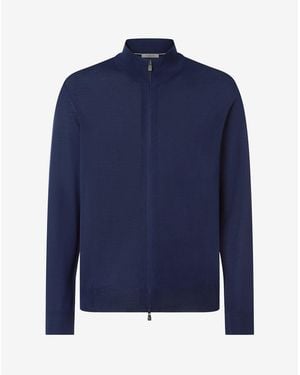 Corneliani Full-Zip Pure Merino Wool Sweatshirt - Blue