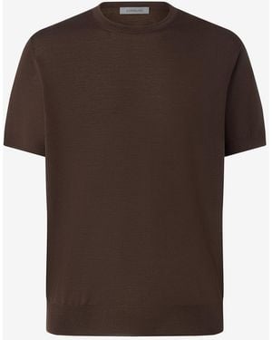 Corneliani Crew Neck T-Shirt Made From Pure Wool - Brown