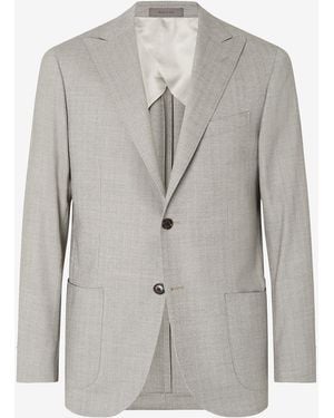 Corneliani Light Stretch Wool Jacket With Herringbone Pattern - Grey