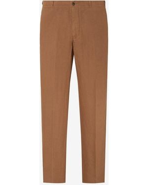 Corneliani Rusty Pure Linen Pants - Brown