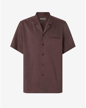 Corneliani Short Sleeve Linen, Wool And Mohair Shirt - Brown