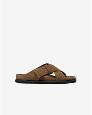 Corneliani Light Sandals With Suede Crossover Straps - Brown