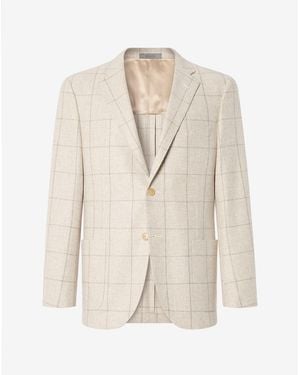 Corneliani Giacca Colore Naturale Overcheck - Neutro