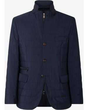 Corneliani Techno Poplin Quilted Jacket With Detachable Vest - Blue