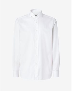 Corneliani Cotton Twill Shirt With Wrinkle-Free Treatment - White