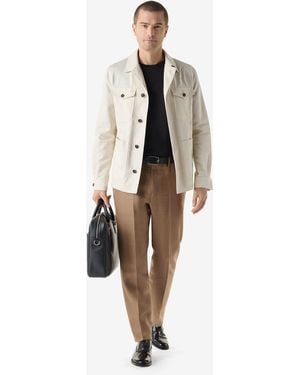 Corneliani Linen-Twill Chino Trousers - Natural