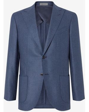 Corneliani Wool And Silk Twill Jacket - Blue