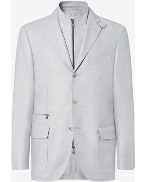 Corneliani Light Silk And Wool Jacket With Vest - Grey