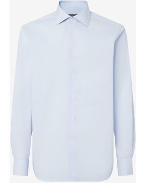 Corneliani Wrinkle-Free Cotton Shirt With Light And Micro Stripes - Blue