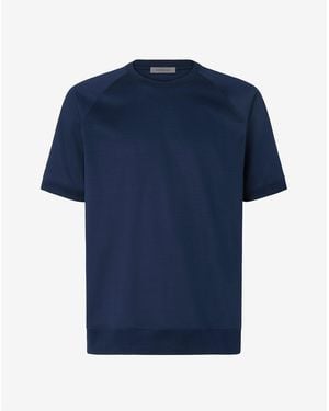 Corneliani Crew Neck Ribbed Jersey T-Shirt - Blue