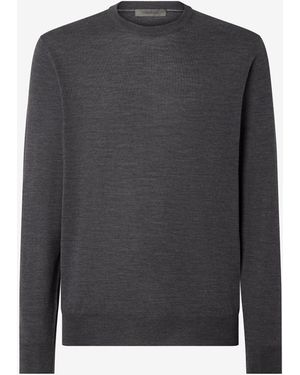 Corneliani Melange Ultra Fine 120's Wool Crew Neck Sweater - Gray