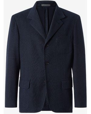 Corneliani Linen And Silk Jersey Jacket - Blue