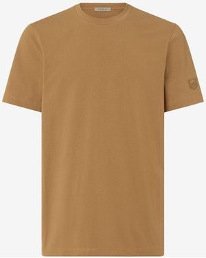 Corneliani Ochre Crew Neck Stretch Cotton Jersey T-Shirt - Natural