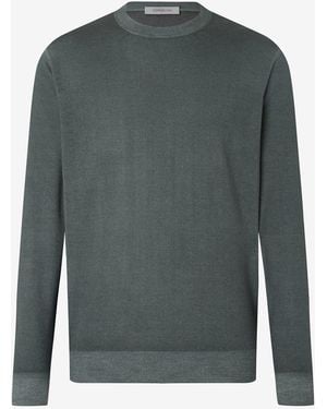 Corneliani Dark Crew-Neck Pure Wool Knitwear - Green
