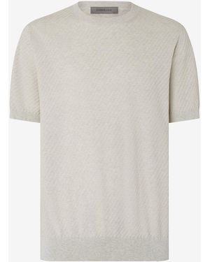 Corneliani Full Zip Ice Cotton And Silk Sweatshirt - White
