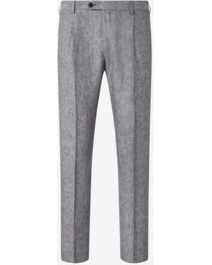 Corneliani Single-Dart Trousers Made From Pure Linen Chambray - Grey