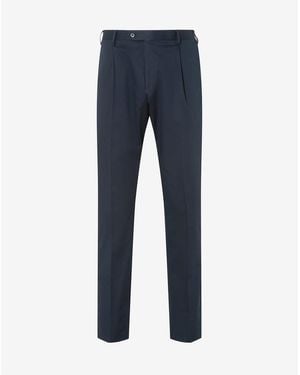 Corneliani One-Pleat Stretch Cotton Gabardine Pants - Blue