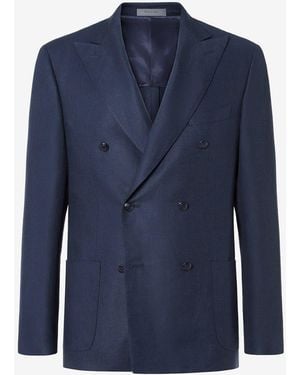 Corneliani Linen And Lyocell Jacket - Blue
