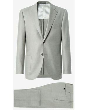 Corneliani Sage Silk, Wool And Linen Twill Suit - Gray