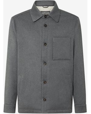 Corneliani Melange Flannel Overshirt - Grey