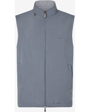 Corneliani Powder Reversible Technical Fabric Waistcoat - Blue