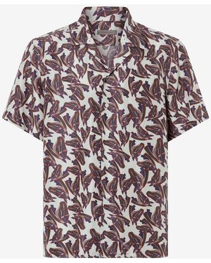 Corneliani Printed Silk Short Sleeve Shirt - White