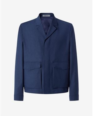 Corneliani Wool, Silk And Mohair Overshirt - Blue