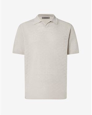 Corneliani Light Buttonless Linen Polo Shirt - White
