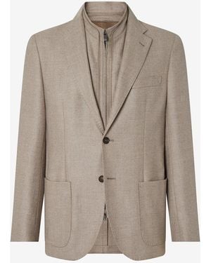 Corneliani Wool And Cashmere Jacket With Detachable Vest - Natural