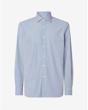 Corneliani Bi-Elastic Fabric Shirt With Thin Stripes - Blue
