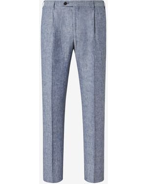 Corneliani Single-Dart Denim Trousers Made From Pure Linen Chambray - Blue