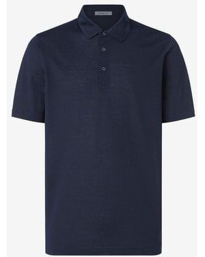 Corneliani Buttonless Luxury Jersey Polo Shirt - Blue