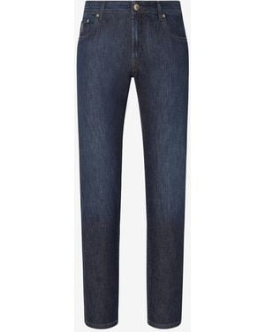 Corneliani Stretch Cotton, Lyocell And Linen 5-Pocket Trousers - Blue