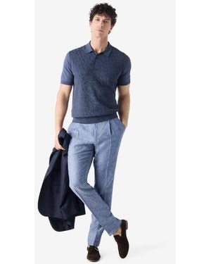 Corneliani Single-Dart Denim Trousers Made From Pure Linen Chambray - Blue